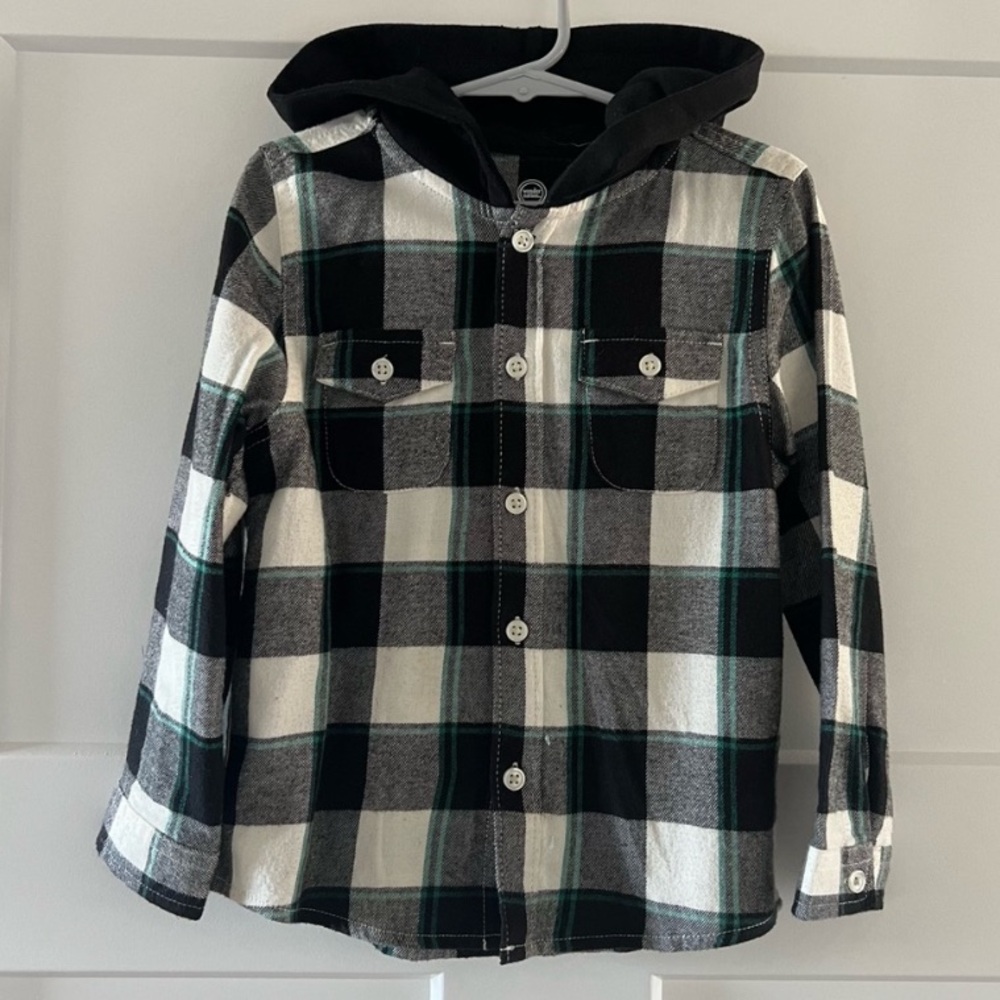 Wonder Nation Hooded Button Down Shirt